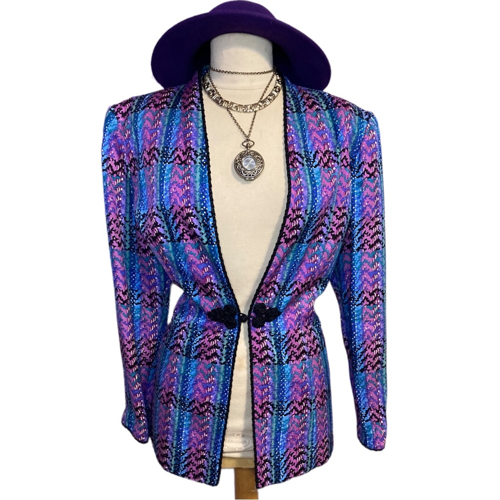 Vintage Multicolor Blazer with Center Button